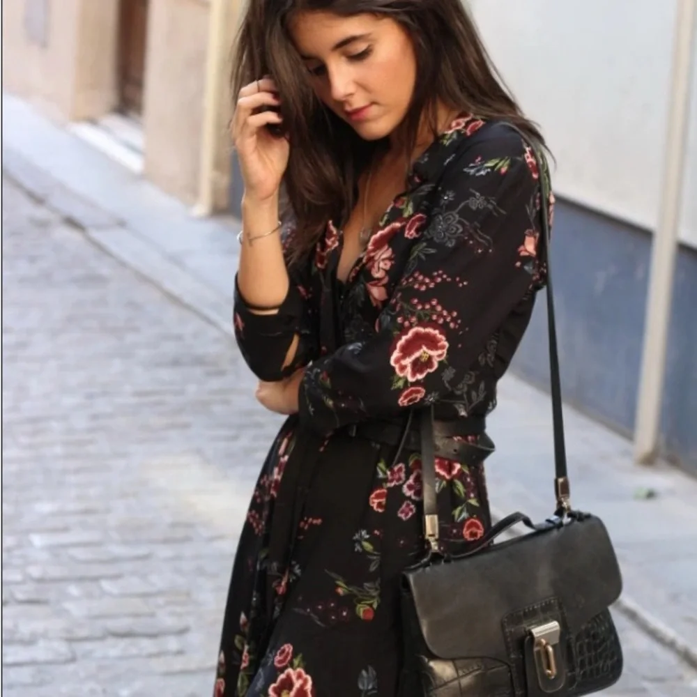 NWOT Elegant Zara trafaluc collection Multicolor Floral Long Sleeve Dress in XS - Picture 10 of 15